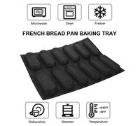 Ujjdwiurgh Moules à Pain FrançAis PerforéS AntiadhéSifs à 12 Trous en Silicone pour, Moules à Hot-Dog, Moule à Pain pour Tapis de Cuisson