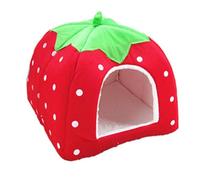 Ujjdwiurgh Niche pour chien et chat - Panier doux en forme de fraise pour animal domestique - Tente pour petit chien, chaton, chat - Taille S