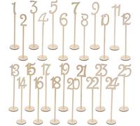 Ujjdwiurgh Numeros de Table de Mariage En Bois 1-25 pcs Vintage Accueil Anniversaire Fete Banquet Decor Decoration Faveurs Signes Couleur Set Stands Avec Base Titulaire Catering Reception