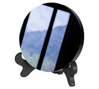 Ujjdwiurgh Obsidienne avec Support Feng Shui Lisse Cristal Naturel DéCoration de Rassemblant Richesse et Droiture 80Mm