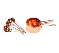 Ujjdwiurgh Or rose en acier inoxydable Tasses a mesurer et cuilleres ensemble de 8 mesures gravees,Bec verseur et miroir pour Cuisson et Cuisine
