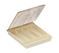 Ujjdwiurgh Organisateur avec couvercle, boîte de rangement en plastique pour couverts et couverts, compartiments couverts plateau à ustensiles pour tiroir de cuisine D