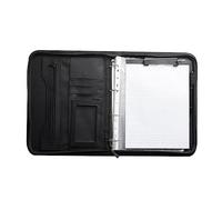 Ujjdwiurgh Organisateur de Portefeuille Zippé, Classeur Padfolio en Cuir, Classeur Professionnel, Organiseur pour/Documents (Noir)