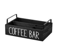 Ujjdwiurgh Organisateur de Station de Café en Bois - Accessoires de Bar à Café, Support de Dosettes de Café, Panier de Rangement pour Bar à Café à Domicile A
