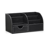 Ujjdwiurgh Organiseur de bureau avec tiroir, organiseurs de bureau et pièces avec porte-stylo, joli support de télécommande, noir