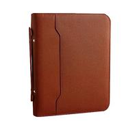 Ujjdwiurgh Organiseur de portfolio à fermeture éclair, classeur professionnel en cuir, organiseur pour documents (marron)