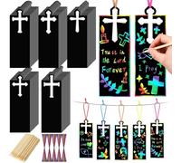 Ujjdwiurgh Ornements 100 Pcs Arc-en-Ciel Couleur Bricolage Bookmarks Cartes de Papier Kit D'Artisanat Grattant la Fête Religieuse Anniversaire de Pâques