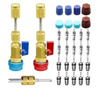 Ujjdwiurgh Outil de Retrait de Noyau de Valve AC R134A Haute et Basse Pression, Ensemble D'Outils de Retrait et D'Installation de Noyau de Valve de 31 Pièces.