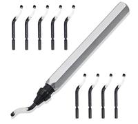 Ujjdwiurgh Outil D'Ébavurage Pivotant et 10 Lames HSS Extra Robustes, Outil D'Ébavurage Impression 3D pour Métal, Résine, Tuyaux en PVC, Cuivre C