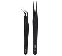 Ujjdwiurgh Outil fixe de forceps droites et courbes pour le strass de l'art des ongles-noir