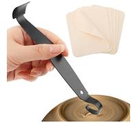 Ujjdwiurgh Outils de coupe de poterie avec 6 pièces de tissu chamois prédécoupé pour potier, outil de coupe d'argile à double extrémité pour la céramique