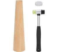Ujjdwiurgh Outils de fabrication de bijoux - Outil de mandrin en bois (3 pièces), kit de mesure de taille de bracelet avec marteau en caoutchouc