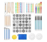 Ujjdwiurgh Outils de Pointage de Mandala, 78pcs Kits de Pochoirs de Peinture de Mandalas Outils de Pointage de Stylo Brosses Plateau de Peinture de Boule de Pochoir de Mandala Installation Facile