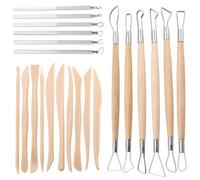 Ujjdwiurgh Outils de Sculpture en Argile de Poterie, 22 PièCes Outils de Sculpture de Poterie à PoignéE en Bois et Grattoir en MéTal et Outils de Mise en Forme D'Argile en Plastique