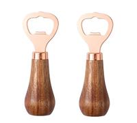 Ujjdwiurgh Ouvre-Bouteille de Bière en Acier Inoxydable avec Manche en Bois, Ustensiles de Cuisine, Cadeau D'Anniversaire de Mariage, Or Rose