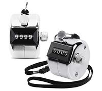 Ujjdwiurgh Pack de 2 compteurs manuels en métal Compteur à quatre chiffres avec lanière Compteur argenté Compteur de Compteur de portatif