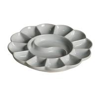 Ujjdwiurgh Palette en Céladon Faite à la Main, Plateau de Peinture Aquarelle en Forme de Fleur de Prunier, Assiette en Céramique et Porte-Stylo Ru Kiln, Blanc