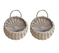 Ujjdwiurgh Panier de fleurs mural en osier naturel - Panier de fleurs en rotin - Décoration murale pour la maison et le jardin - A