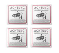 Ujjdwiurgh Panneau de Vidéosurveillance, Vidéosurveillance Propriété Privée, Panneau de Vidéosurveillance D'Avertissement en Métal 15 X 15 Cm, Paquet de 4