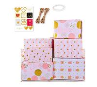 Ujjdwiurgh Papier D'Emballage Cadeau D'Anniversaire Or Rose Papier D'Emballage pour Fête, Mariage, Saint Valentin, Toutes Occasions