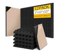 Ujjdwiurgh Paquet de 12 Panneaux de Mousse Insonorisés pour Mur 2x12x12 Pouces Panneaux Muraux Insonorisés Haute Densité Auto-Adhésifs à Expansion