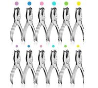 Ujjdwiurgh Paquet de 12 Perforateurs à 1 Trou 1/4 et 1/8 Pouces Perforateur à Trou en Métal Capacité de 5 Feuilles Ensemble de Perforateurs à Trou Perforateurs à Papier