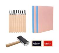 Ujjdwiurgh Paquet de 15 Blocs de Sculpture en Caoutchouc Souple avec Outils de Coupe et Rouleau de Brayer en Caoutchouc pour la Gravure et plus D'Artisanat