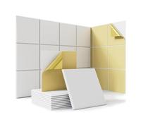 Ujjdwiurgh Paquet de 18 Panneaux Acoustiques Autocollants, Panneaux Muraux en Mousse Insonorisée de 12 X 12 X 0,4 Pouces, pour Bureau, Studio à Domicile, Blanc, Installation Facile