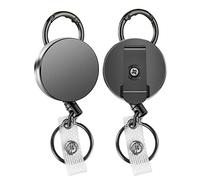 Ujjdwiurgh Paquet de 2 Bobines de Porte-Badge RéTractables Robustes, Porte-Badge D'Identification en MéTal avec Porte-CléS à Clip de Ceinture pour Porte-CléS de Carte de Visite