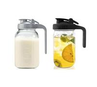 Ujjdwiurgh Paquet de 2 Pichets en Verre de 32 Oz avec Couvercle et Récipient à Crème pour Thé Solaire, Jus, Café Infusé à Froid, Récipient de Stockage de Lait Maternel