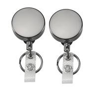 Ujjdwiurgh Paquet de 2 Porte-Badges RéTractables Robustes, Porte-Badge en MéTal avec Pince de Ceinture, Anneau pour Porte-Cartes avec Nom (Noir Brillant)