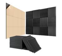 Ujjdwiurgh Paquet de 24 Mousses Acoustiques, 1 Pouce X 12 Pouces X 12 Pouces, Panneaux Muraux Insonorisés Autocollants, pour Murs, Maison, Studio, Installation Facile, Facile à Utiliser
