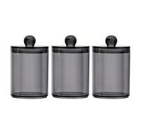 Ujjdwiurgh Paquet de 3 Pots Distributeurs Qtip Pot de Salle de Bain Support en Plastique Noir Boîte de Rangement pour Boule de Coton, Coton-Tige
