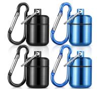 Ujjdwiurgh Paquet de 4 Étuis de Transport pour Bouchons D'Oreille, Porte-Clés, Porte-Pilule Portable, Étui Étanche en Métal pour Bouchons D'Oreille, Conteneur de Pilules