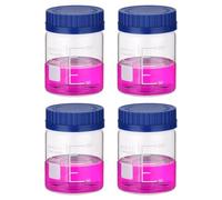 Ujjdwiurgh Paquet de 4 Flacons de Stockage de Réactifs, Flacons Ronds Gradués à Col Large en Verre Borosilicaté de 250 Ml avec Bouchon à Vis GL32