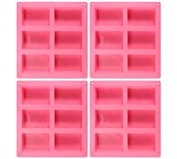 Ujjdwiurgh Paquet de 4 Moules à Savon en Silicone - 6 Moules à Savon Bricolage Rectangle à Cavité pour Gâteau, Cupcake, Muffin, Gâteau Au Café, Pudding et Savon