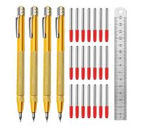 Ujjdwiurgh Paquet de 4 Traceurs en Carbure de Tungstène avec Aimant, Traceur en Métal, avec 24 Pointes de Marquage de Rechange Supplémentaires et Règle en Acier