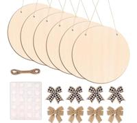 Ujjdwiurgh Paquet de 6 Cercles en Bois Non, Disques en Bois pour L'Artisanat, Panneau de Suspension de Porte en Bois de 12 Pouces Rond