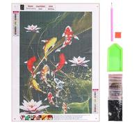 Ujjdwiurgh Peinture avec Diamant Broderie Diamant Peinture Image Ronde ComplèTe de Strass DéCor à, Poisson Chanceux