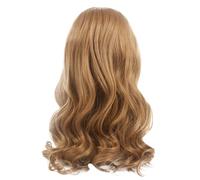 Ujjdwiurgh Perruque en Fibre Chimique avec une Longue Chevelure Bouclée et une Raie au Centre de Style Européen et Américain, Modèle Meghan Cos, Couleur Blond Lin, Finement Ouvragée.