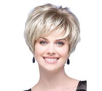 Ujjdwiurgh Perruques de Cheveux Courts Mode Or Clair Fibre Chimique Haute Température Perruque en Soie Couverture Complète de la Tête pour les Femmes Fête Quotidienne Facile à Utiliser