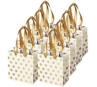 Ujjdwiurgh Petits Cadeaux Avec Anses De D'or Mini Cadeau, Pour L'anniversaire Mariages Vacances De Noël Graduation Baby Showers (MÉTallisÉ Points 8 Paquet En Vrac)