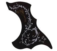 Ujjdwiurgh Pickguard de Guitare à Fleurs et Oiseaux Noirs, Autocollant Décoratif Auto-Visqueux, Patch de Protection pour Guitare à Cordes