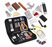 Ujjdwiurgh Pièces de Rechange Accessoires 72pcs Kit D'Outils de Guitare Outils de Maintenance de Réparation Règle D'Action de Cordes Pont de Guitare Broches Médiators avec Sac de Transport
