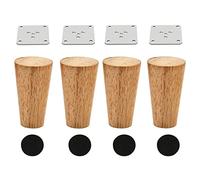 Ujjdwiurgh Pieds de Meuble en Bois de 4 Pouces Ensemble de 4 Pieds Ronds Solides pour Canapé Pièces de Rechange Accessoires Pieds pour Canapé Commode Armoire Lit Maison DIY