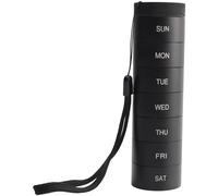 Ujjdwiurgh Pilulier de voyage hebdomadaire empilable, pilulier en métal, compartiment de 7 jours, boîte à médicaments, étanche, noir, facile à installer