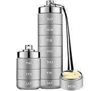 Ujjdwiurgh Pilulier hebdomadaire en métal, empilable et étanche, pour 7 jours, gris