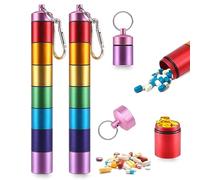 Ujjdwiurgh Pilulier hebdomadaire en métal étanche 7 jours - Pilulier de voyage empilable - Lot de 2