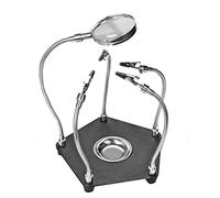 Ujjdwiurgh Pince auxiliaire à souder noire en métal avec pince crocodile loupe pour carte PCB, réparation de soudure, outil troisième main