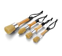 Ujjdwiurgh Pinceaux de peinture à la craie pour meubles, ensemble de pinceaux ronds, pinceau à cire, pinceaux pour pochoirs, 1 pinceau ovale et 3 pinceaux ronds, facile à utiliser